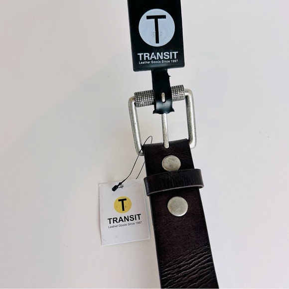 Transit Leather Distressed Brown Silver Tone Buckle Leather Jean Belt Size 40 - Picture 5 of 6